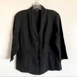 Eileen Fisher Linen Blend 3/4 Sleeve Peplum Jacket